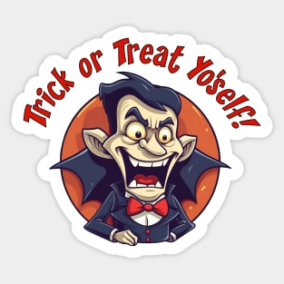 Trick or treat yourself vampire character Sticker